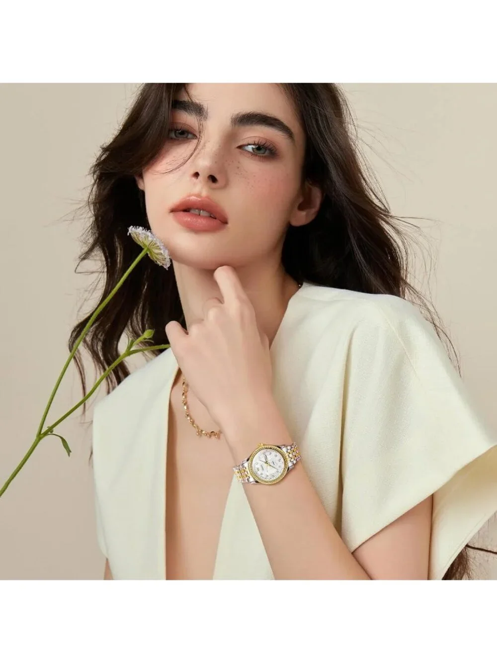 Women's Silver/Gold Stainless Steel Waterproof Analog Quartz Dress Wrist Watch